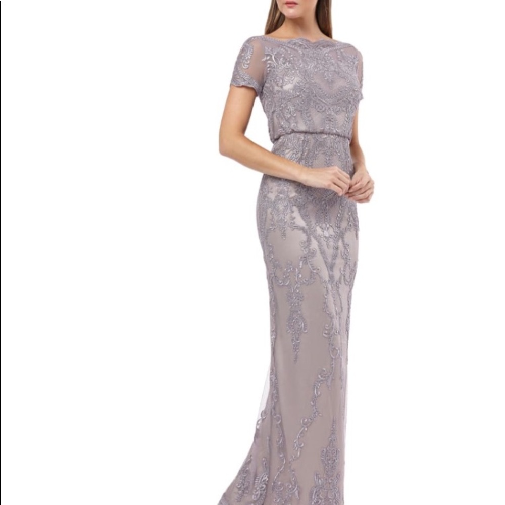 JS Collections Embroidered Evening Dress